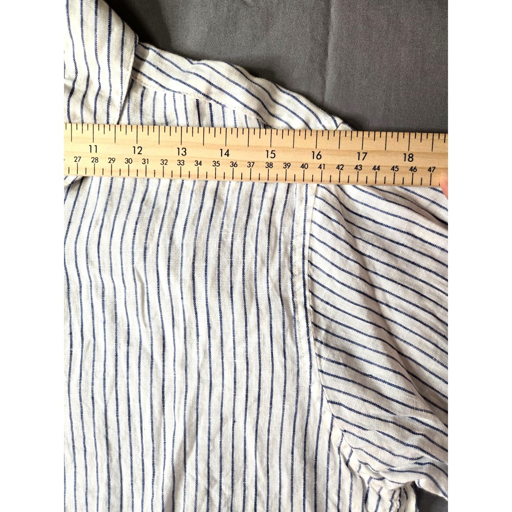 Muji Striped Shirt Women Linen Preppy Cottage Quiet Luxury Minimalist - Picture 12 of 16
